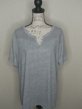 JMS Just My Size Lace Detail Shirt Gray Size 2X (18W/20W)